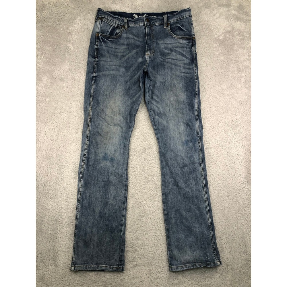 Wrangler Jeans Mens 36x36 Blue Retro Slim Boot Denim 1077MWZGL *Flaw
